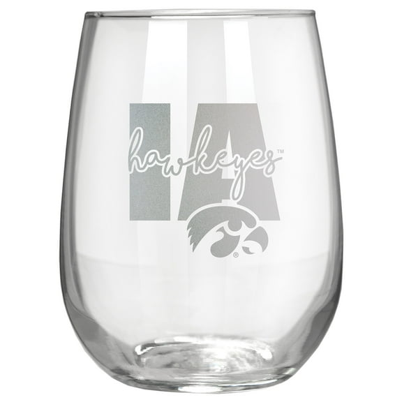 Iowa Hawkeyes Etched 17oz. City Stemless Wine Glass