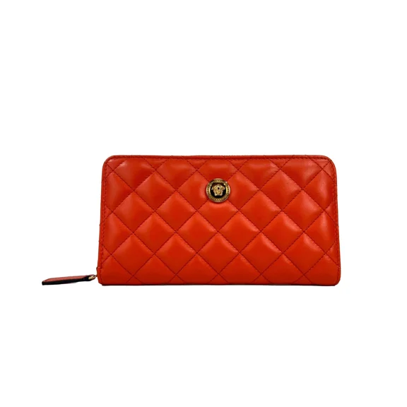 Versace Quilted Leather Continental Zip Wallet
