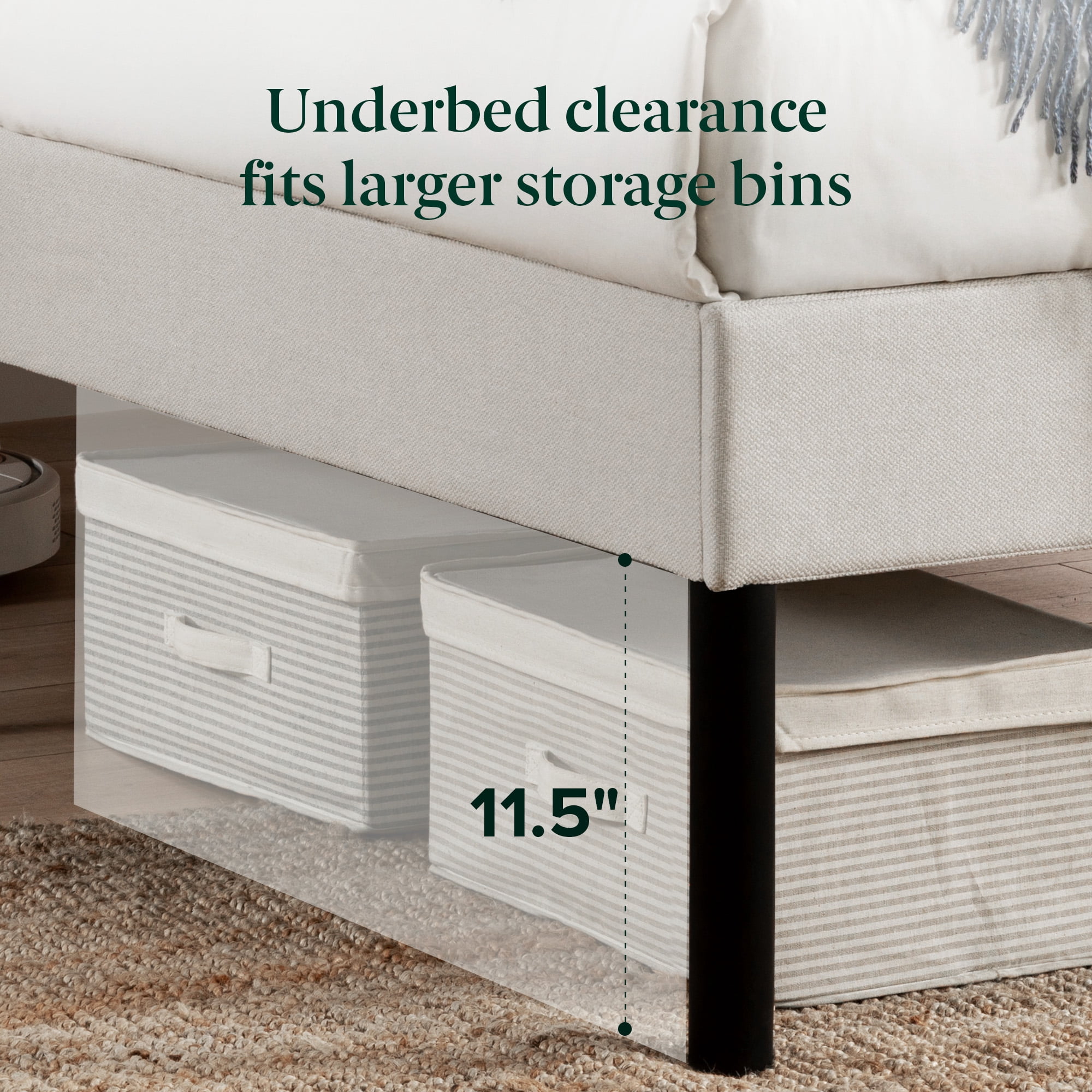 Mainstays Cream Platform Bed, King, Channel Stitching
