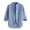 Blue, variant on XDZJLR Men Dress Shirt Summer Striped Button Lapel Fashion Casual 3/4 Sleeve Linen Blouse Tops Blue L