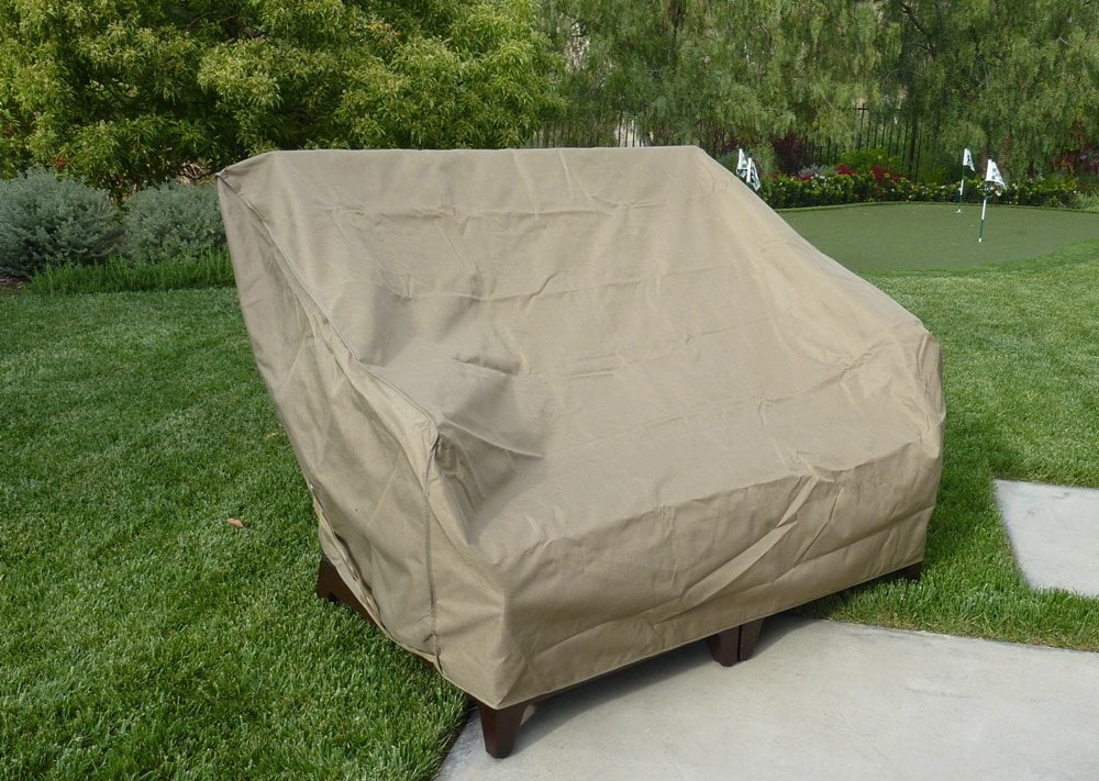 Covered Living Patio Loveseat / Bench Covers with Velcro Cover up to 60