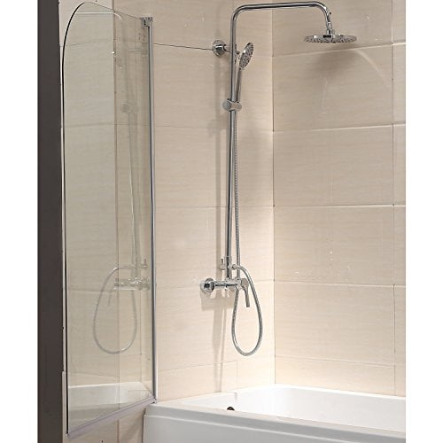 Bathtub Shower Door 55"X31" 1/4" Clear Glass Hinged Pivot Radius