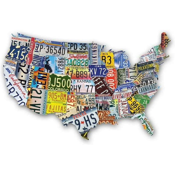 USA License Plate Map 1000 Piece Jigsaw Puzzle in the Shape of the US - 31 inches long - Cool Wall Art