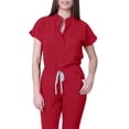 thumbnail image 2 of Scrubs for Women Set Stretch Nursing Uniforms V Neck Scrub Tops and Cargo Pants with Drawstring Quick Drying Medical Scrubs, 2 of 5