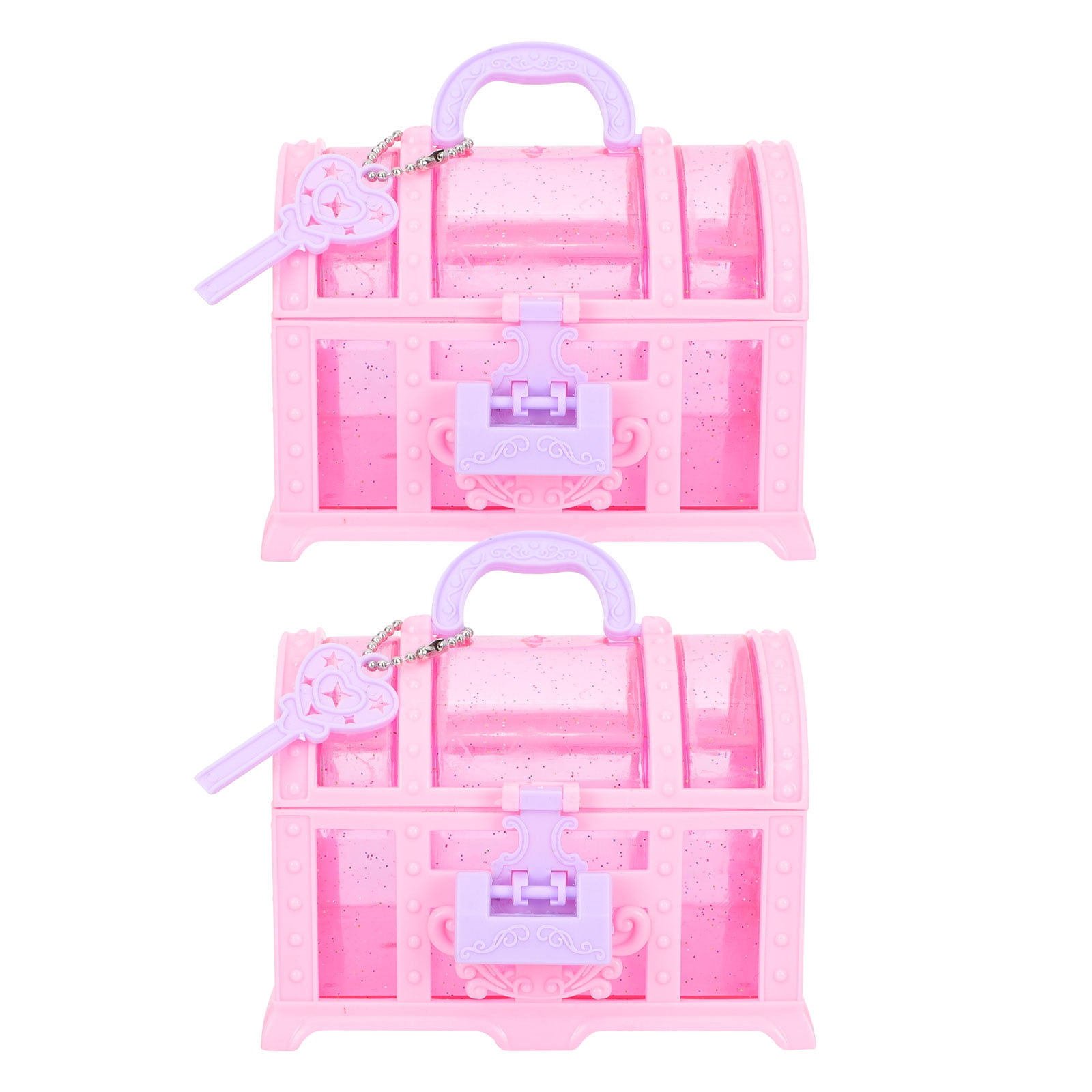 2Pcs Girls Treasure Box Toys Little Girl Makeup Box Table Jewelry