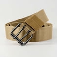 thumbnail image 4 of Nmnitkp Belt Men's Women's Double Prong Buckle Canvas Belt, Adjustable Multi-hole Breathable Nylon Woven Waist Belt for Jeans, Pants, Daily Wear & Outdoor Activities Khaki,Free Size, 4 of 7