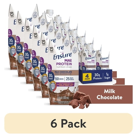(6 pack) Ensure Max Protein Shake, 30g Protein, Milk Chocolate, 11 fl oz, 4 Pack
