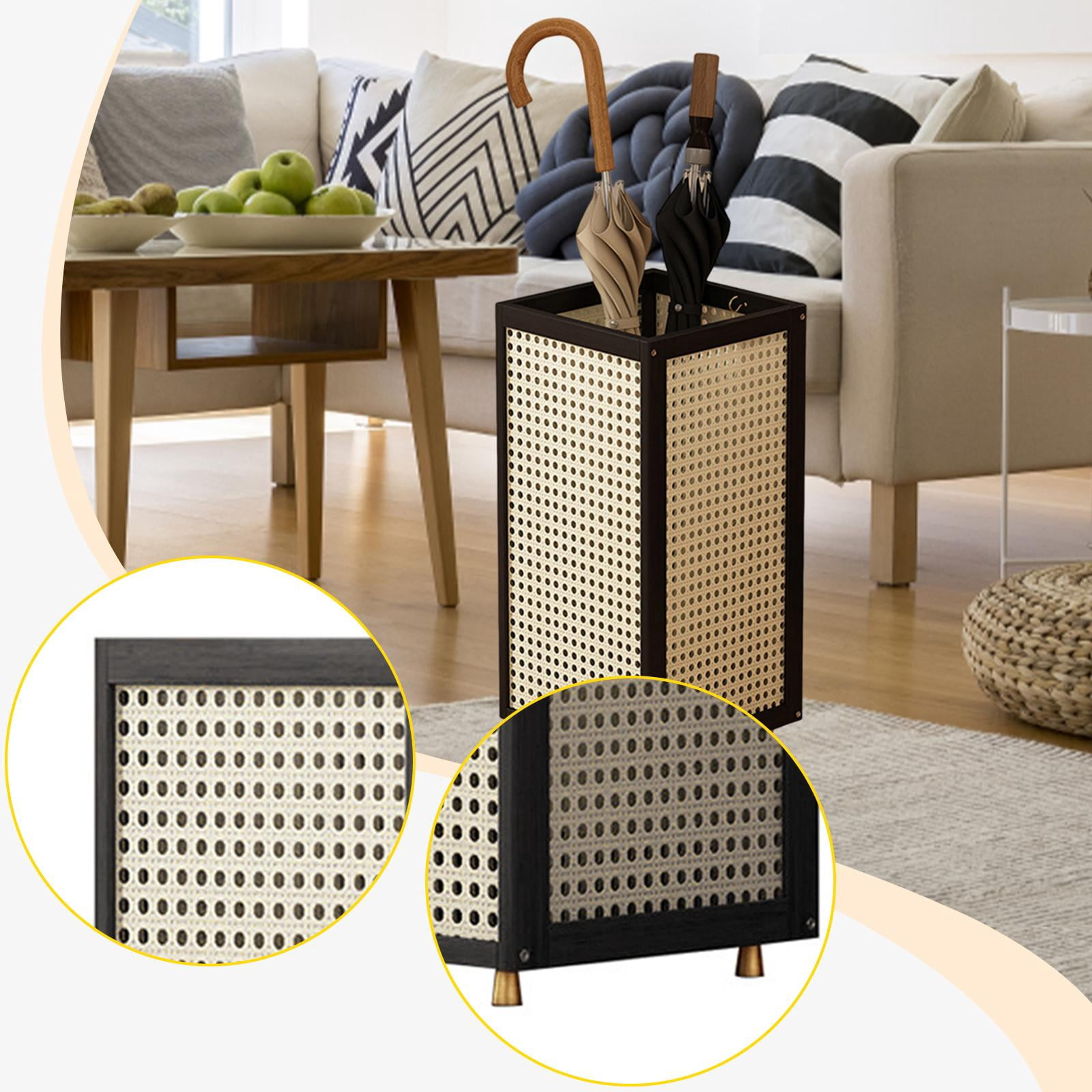 CoudarTitie Umbrella Holder Breathable Decorative Organizer for Farmhouse Entryway Hotel Black