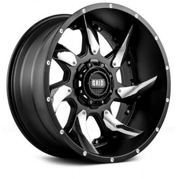 Grid Wheels 129237B18 20 x 9 in. 12 Offset 6 x 135 in. Bolt Pattern 108 mm Hub Wheel, Matte Black with Chrome Insert