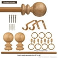 thumbnail image 2 of Amos Natural Farmhouse Real Oak Wood Finial  28”-48” Curtain Rod Set, 2 of 6