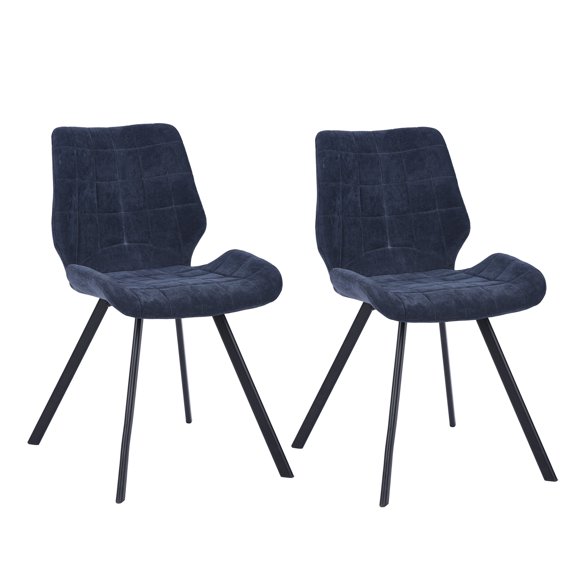 HOMY CASA Contemporary Fabric Dining Chairs, Blue, Set of 2