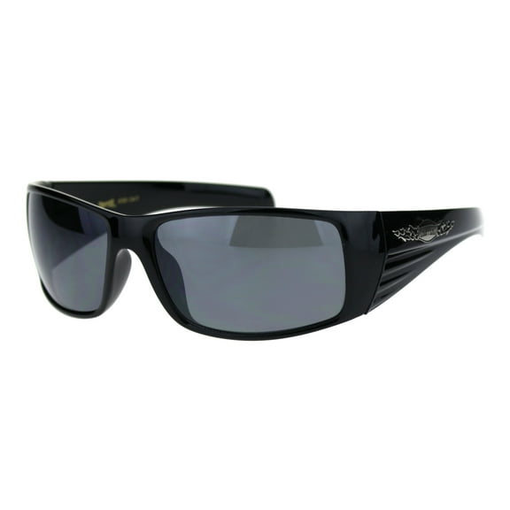 Choppers Mens Thick Temple Classic Biker Sunglasses Shiny Black