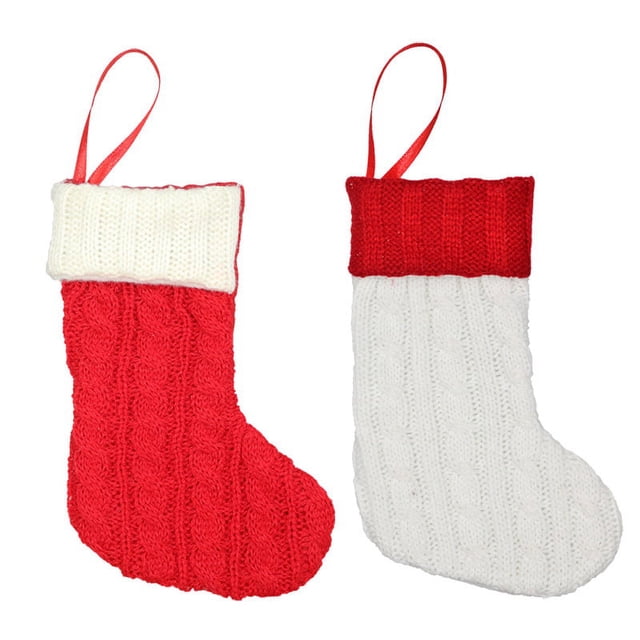 2 artículos de Navidad bolsa de regalo árbol de Navidad trompeta calcetines de punto de lana decoraciones colgante decoración bolsa de artículos de Navidad