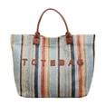 thumbnail image 1 of Bolso tote ligero con estampado de letras a rayas, ideal para vacaciones, ciudad, verano y negocios. Marrón, 1 of 9