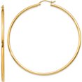 thumbnail image 1 of 14K Yellow Gold Polished 2X60mm Lightweight Tube Hoop Earrings (60 X 2) Made In Peru t923l, 1 of 5