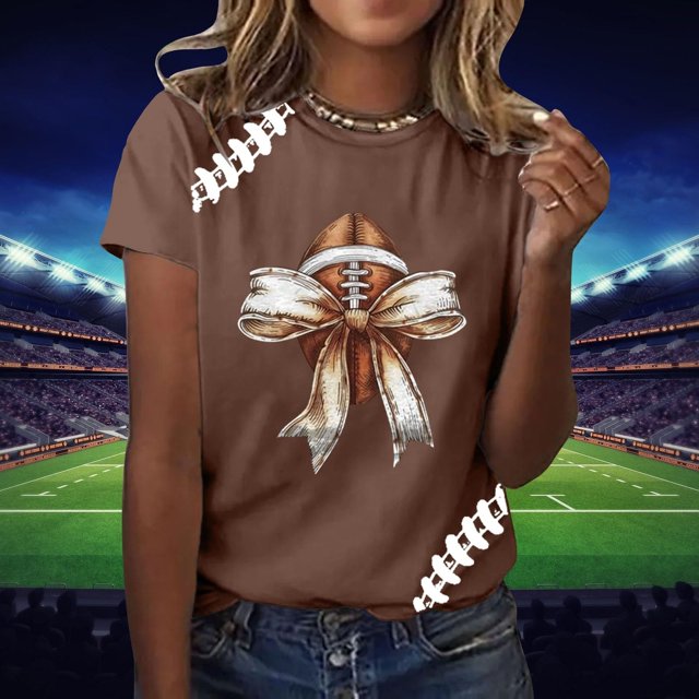 Puntoco Camiseta de cuello redondo y manga corta con estampado informal para mujer