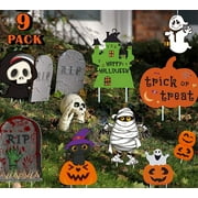Halloween Decorations Outdoor Yard Signs 9 Pack Skeleton and Ghost, Large Lawn Garden Stake Pumpkin Themed Friendly Yard Decoration Trick-or-Treating for Party Patio Garden Thanksgiving Decorations