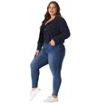 thumbnail image 3 of DARING DIVA Women's Plus Size Button Down Long Sleeve Shacket Jacket 1X Navy Blue, 3 of 6