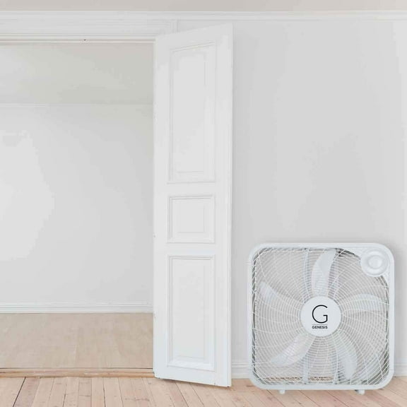 20" High Box Fan with 3 Speeds, Cooling, Carry Handle, White