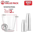 thumbnail image 2 of Stock Your Home 2 oz Shot Glasses - 100 Mini Plastic Shot Glasses (2oz) Clear Disposable Cups for Jello Shots, Wine Tasting, Liquor, Whiskey, Pudding, Sample Cup for Halloween and Elegant Parties, 2 of 7