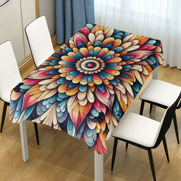 Ryvnso Mandala Flower Rectangle Table Cloth Tablecover Dinning Tablecloth 54"x72"