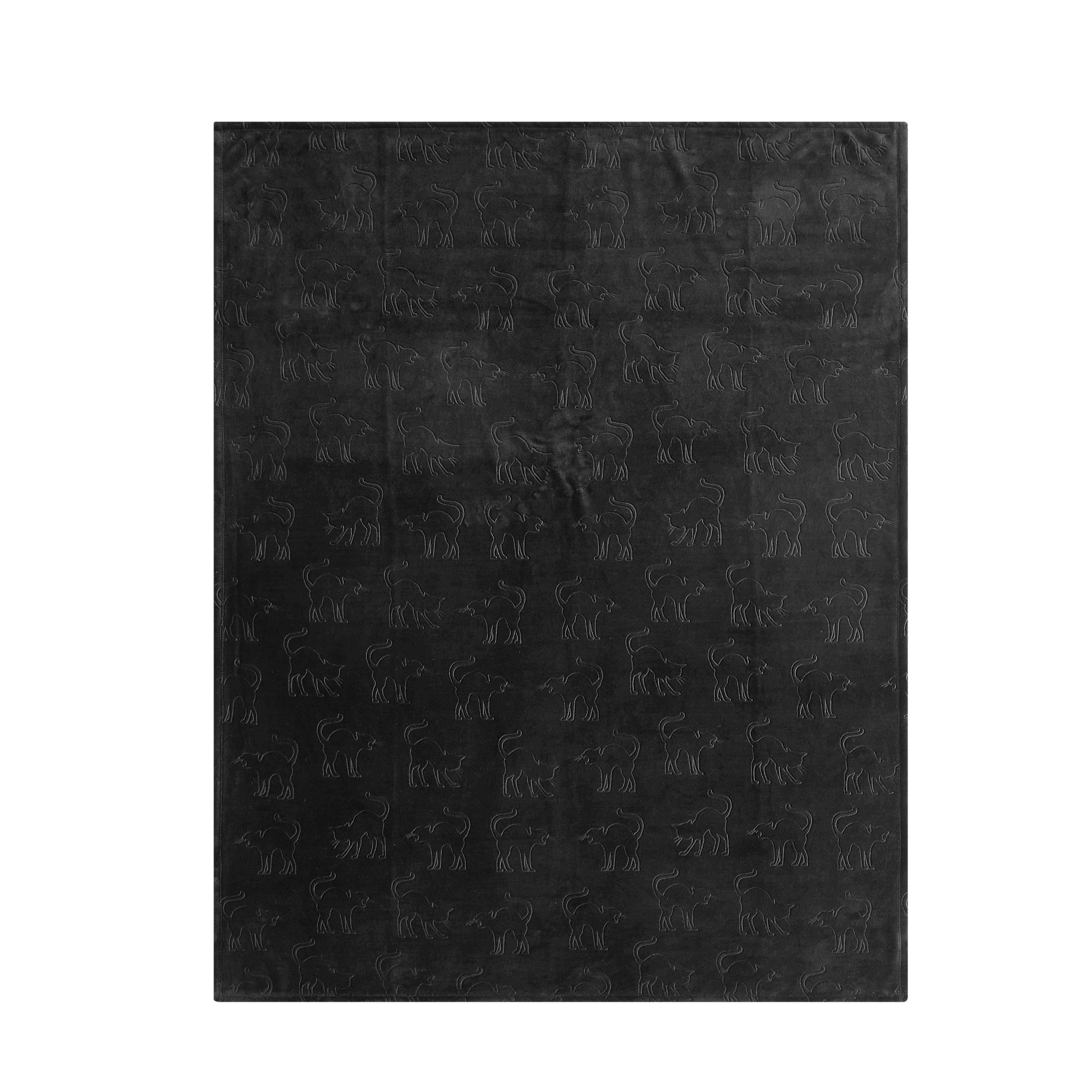 Ways to Celebrate Cozy Plush Embossed Black Cat Print Throw Blanket 50"x 60", All Ages