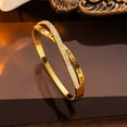 thumbnail image 3 of Elegant & Sleek Gold Plated Roman Numeral Cuff Bangle Bracelet with Crystal Accents, 3 of 6