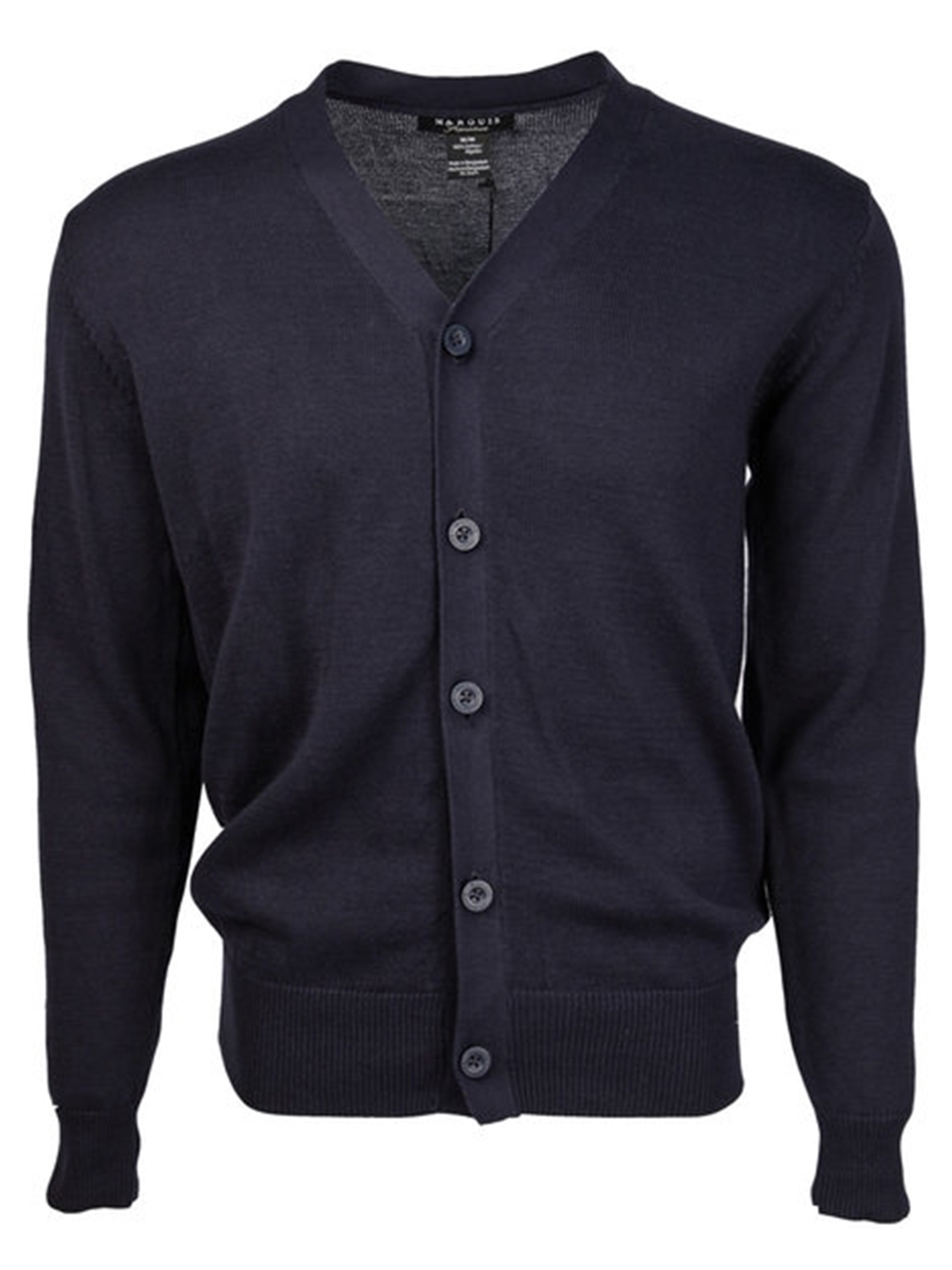 The Dapper Tie Solid Button Cotton Cardigan Sweater for Men from Marquis - Navy - Extra Large