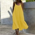 thumbnail image 4 of Baqcunre Wedding Guest Dresses For Women Women'S Casual Summer Tank Sleeveless Knee Length Mini Plain Vest Dresses Homecoming Dresses Maxi Dress Yellow Dress 5XL, 4 of 4