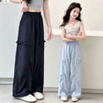 thumbnail image 5 of LYHaoo Girls Lightweight Summer Pants Breathable Casual Trousers For Outdoor Play Youth Bottom Girls Long Pants(Blue), 5 of 5