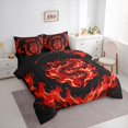 thumbnail image 2 of Feelyou Spooky Fire Dragon Twin Bedding, Cartoon Flame Bedding Comforter Set, Black Red, Black Reversible, 7 Pieces, 2 of 7