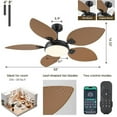 thumbnail image 6 of Kviflon 52" Tropical Ceiling Fan with LED Lights & Remote, Outdoor Palm Leaf Fan for Patios, Porch, Bedroom, Dimmable 6 Speeds, Reversible DC Motor, Smart App Control - Light Brown, 6 of 15