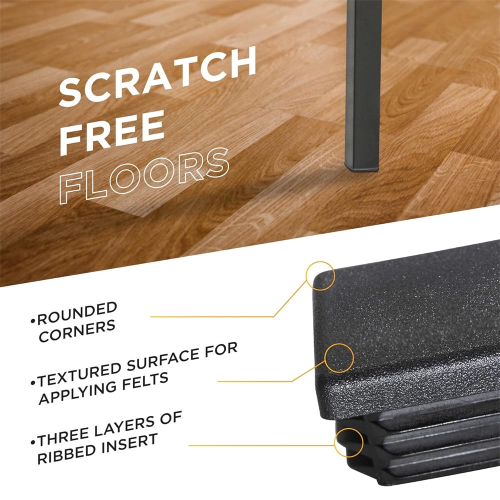 12 Pack 1 Inch Square Plastic Plugs, Insert End Caps For Square Tubing, Chair Legs, Fences, And Furniture Glides