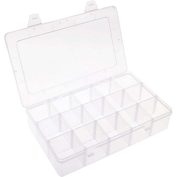 15 Large Grid Clear Plastic Jewelry Box Organizer Container Storage Box with Removable Dividers for Storing and Organising Electronic Components, Toys, Jewellery, Beads, Arts, Crafts and Tools