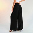 thumbnail image 4 of Endives Linen Pants Women Solid Color Spring Summer Loose High Waist Straight Leg Pant Casual Pants Wide Leg Pants For Women, 4 of 7
