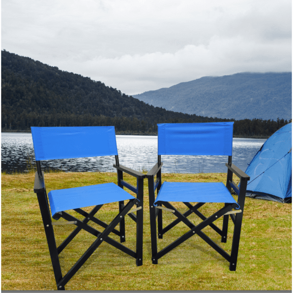 Classic Wooden Director Chairs with Canvas Seats (2-Pack) & Portable Ideal for Indoor & Outdoor Events