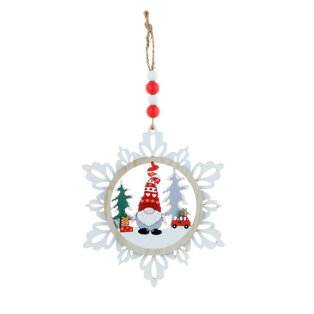 Fiudx Adorno de Copo de Nieve de Madera, Decoración Navideña de Gnomo Anciano, Amuleto Festivo, Colgante para El Hogar y El Árbol, Idea de Regalo Única, Diseño Colgante Estable, Decoración Versátil p
