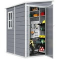 thumbnail image 4 of SYNGAR 5' x 4' Outdoor Plastic Storage Shed, Garden Shed for Tools, Trash Can, Storage Shed with Lockable Door and Front Window, for Backyard, Patio, Lawn, 4 of 7