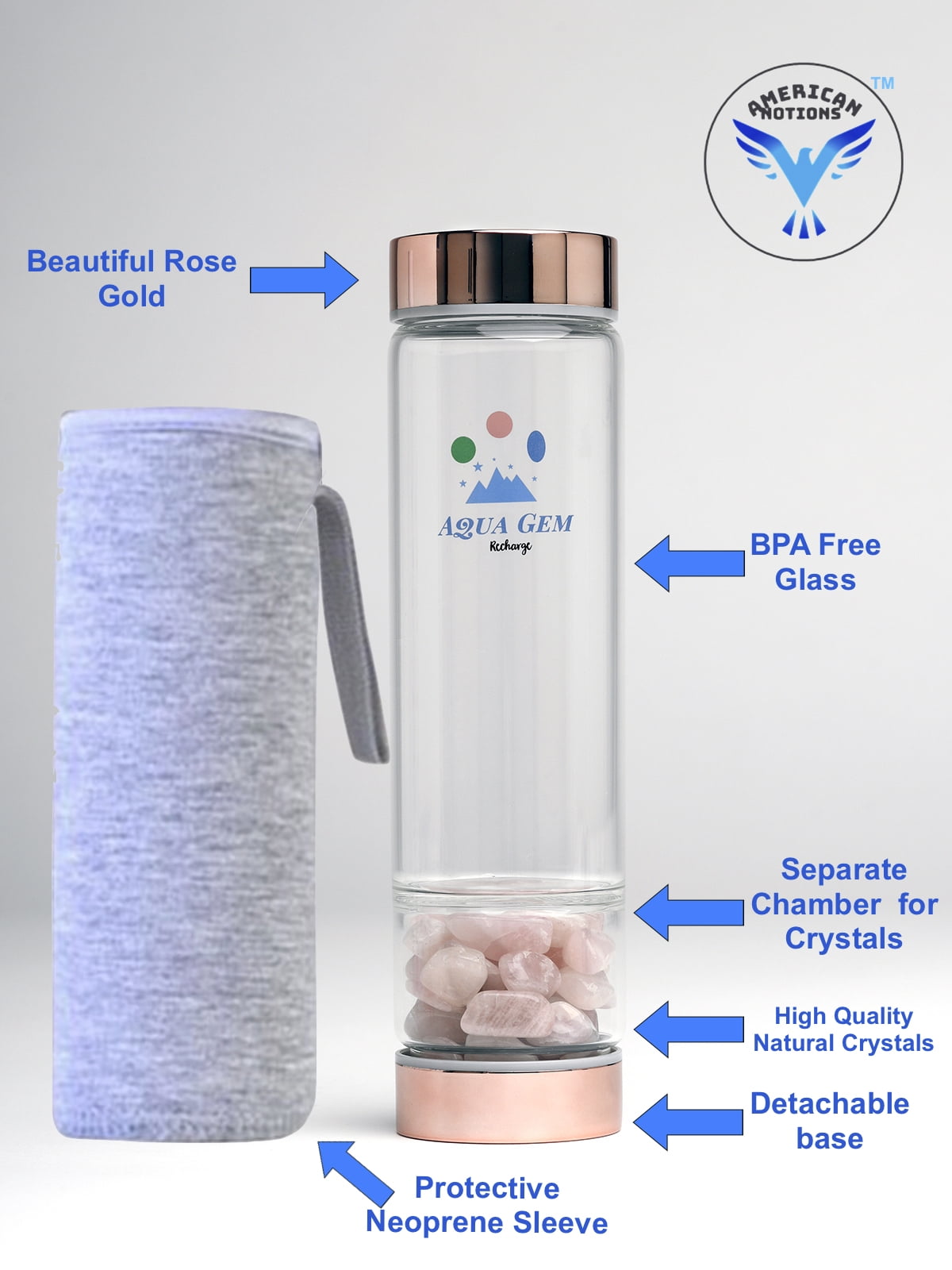 USA Crystal Water bottle Infuser . Made in USA, Ready to ship, Free  Shipping, Gemstone Water Bottle, Crystal Water Bottle