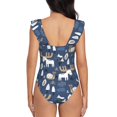 thumbnail image 6 of Yiaed Forest Elk Print Women's Ruffled One Piece Swimsuit V Neck Swimwear Slimming Monokini for Woman-X-Large, 6 of 8