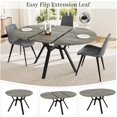 thumbnail image 4 of Extendable Round Dining Table Set for 4-6 People, 43.3"-59.1" Extendable Kitchen Table with 4 Upholstered Chairs, Space Saving for Kitchen Dining Room (Grey Table+4 Grey Chairs), 4 of 13