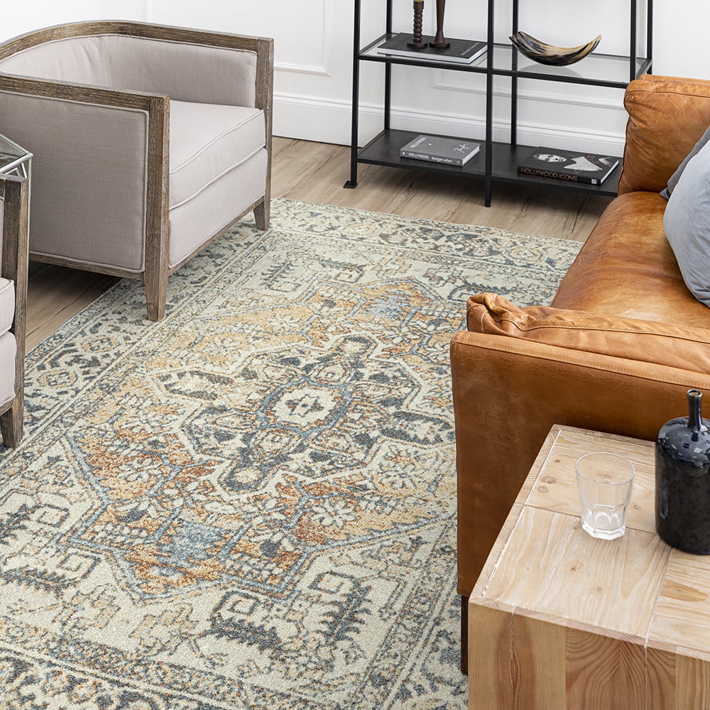 Mohawk Home Theodora Floral Indoor Polyester Area Rug, Anthracite, 7'10" x 10'