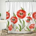 thumbnail image 5 of Pbobriich Red Floral Shower Curtain,Vinatge Flower Bathroom Shower Curtain with Hooks,60Wx72L, 5 of 5