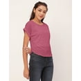 thumbnail image 3 of Moomaya Solid Color Basic Tops For Women, Short Sleeve Round Neck Crepe Tops, 3 of 8
