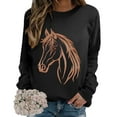 thumbnail image 5 of Long Sleeve Shirts for Women Hemlock Horse Print Sweatshirts for Women Riding Horse Lover Long Sleeve Crew Neck Pullover Tops Casual Loose Shirts Sweatshirt, 5 of 7