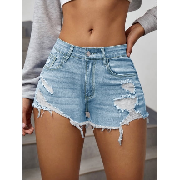 Women's Ripped Distressed Skinny Denim Shorts