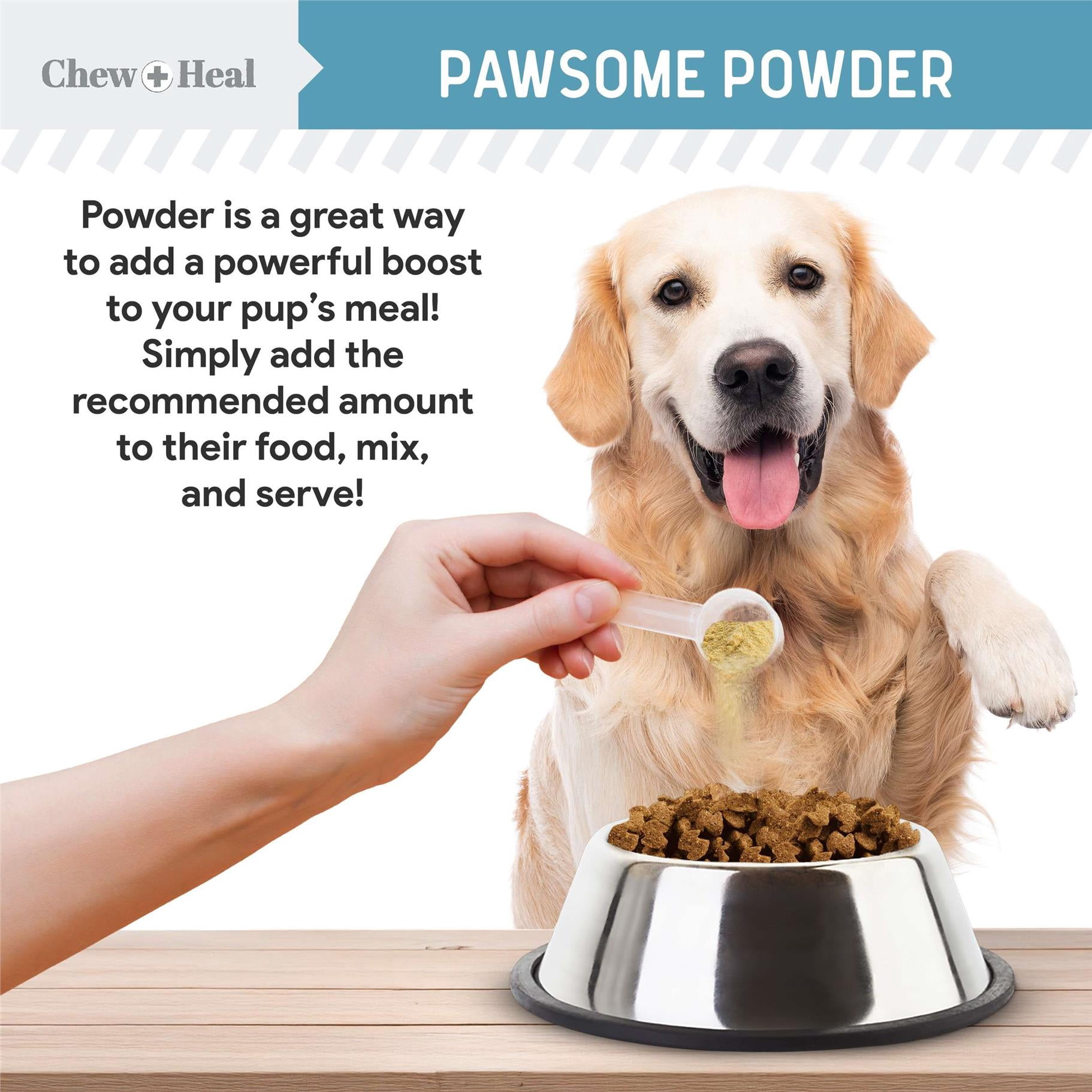 Chew + Heal 12-in-1 Multivitamin Powder for Dogs, 14 oz - with Glucosamine, Omega 3,6,9, Vitamins, and Probiotics