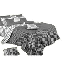 King Size Duvet Cover Sheets Set -  Black & White Check