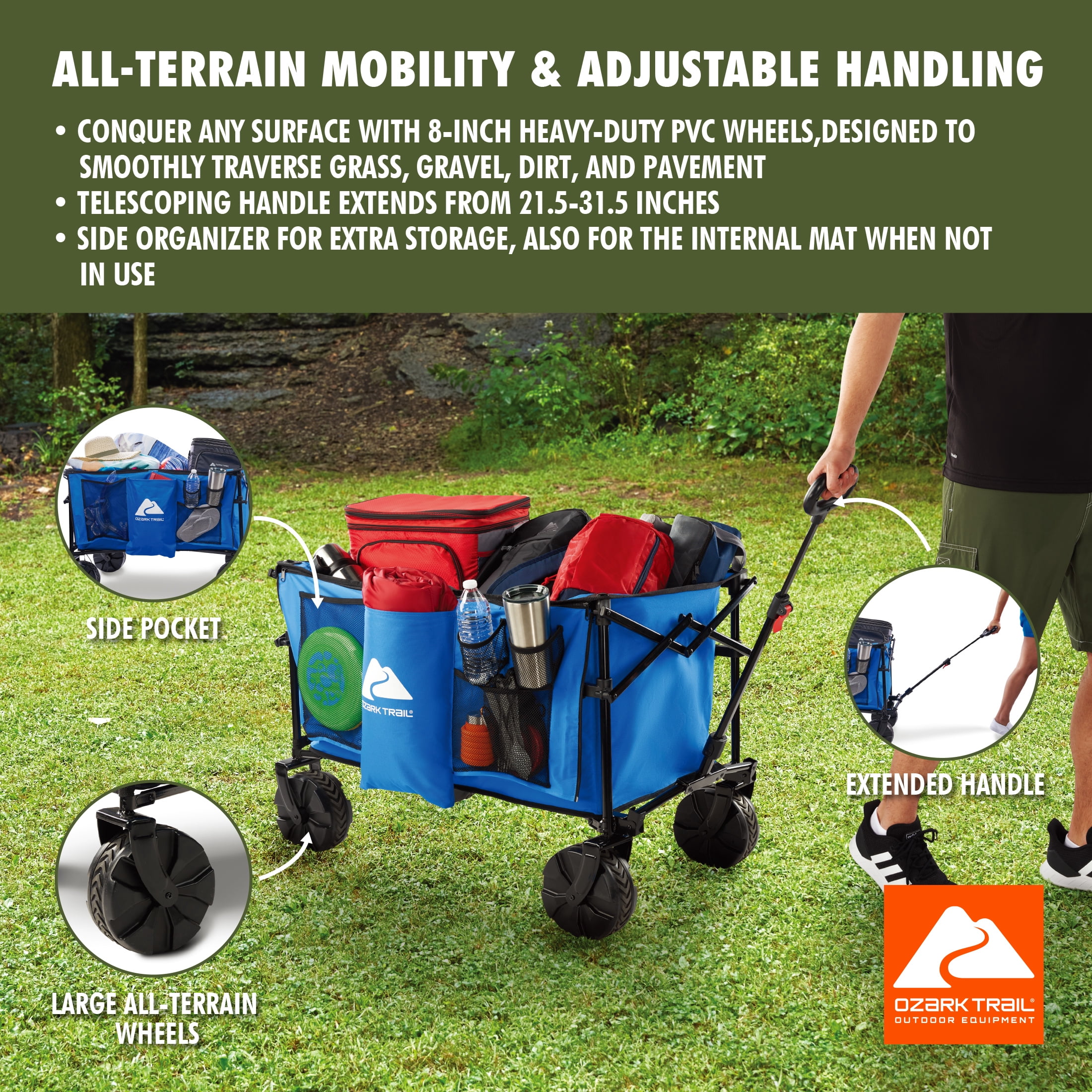Ozark Trail All-Terrain Big Bucket Cart Wagon, Blue