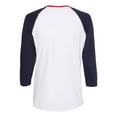 thumbnail image 4 of Women's Baseball Fine Jersey Three-Quarter Sleeve Tee , White / Navy / Red , L, 4 of 6